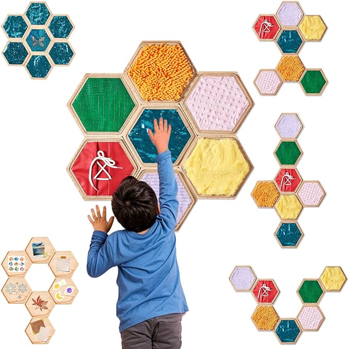 13 Pcs Sensory Wall Panel for Kids | Sensory Wall Sequin Flip Fabric for Kids with 6 Pcs Replaceable Textured Sensory Mats|Sensory Tiles for Wall and Floor-Sensory Room Must Haves