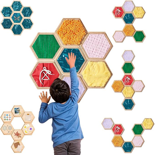 13 Pcs Sensory Wall Panel for Kids | Sensory Wall Sequin Flip Fabric for Kids with 6 Pcs Replaceable Textured Sensory Mats|Sensory Tiles for Wall and Floor-Sensory Room Must Haves
