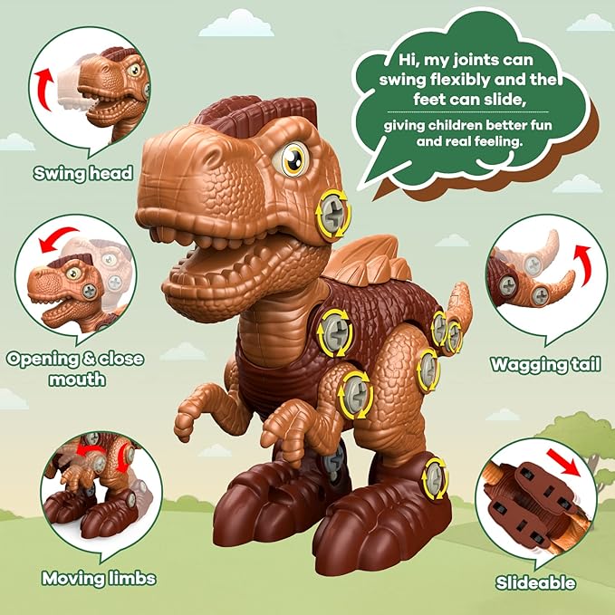 Laradola Kids Toys Stem Dinosaur Toy - Take Apart Dinosaur for Kids 3-5 5-7 | Construction Building Boy Toys with Electric Drill | Party Christmas Birthday Gifts Boys Girls 3 4 5 6 7 8 Year Old