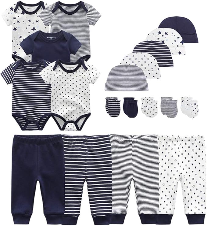 Kiddiezoom Unisex Baby Layette Essentials Giftset Clothing Set 19-Piece For Newborn Baby