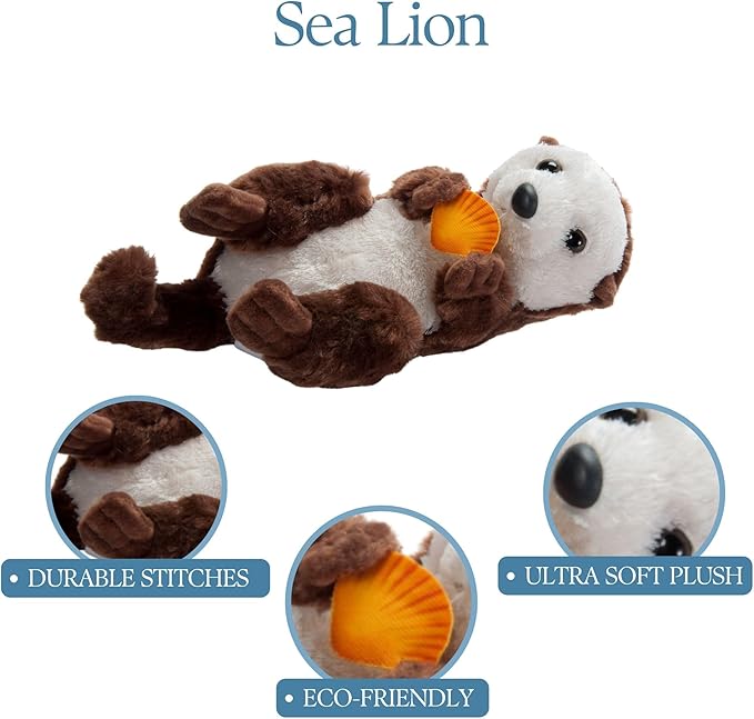 The Petting Zoo Sea Otter Stuffed Animal Plushie, Gifts for Kids, Scoopz Sealife Animals, Otter Plush Toy 8 Inches