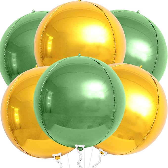 KatchOn, Sage Green and Gold Foil Balloons – 22 Inch, Pack of 6 | Mylar Balloons for Graduation Decorations 2026, Birthday, Engagement, Bridal Shower | Green and Gold Graduation Party Decorations