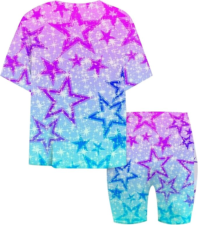 K-POP DEM0N Hunters Outfits for Girls, 2 Piece T-Shirts and Apparel Sets Birthday Gift