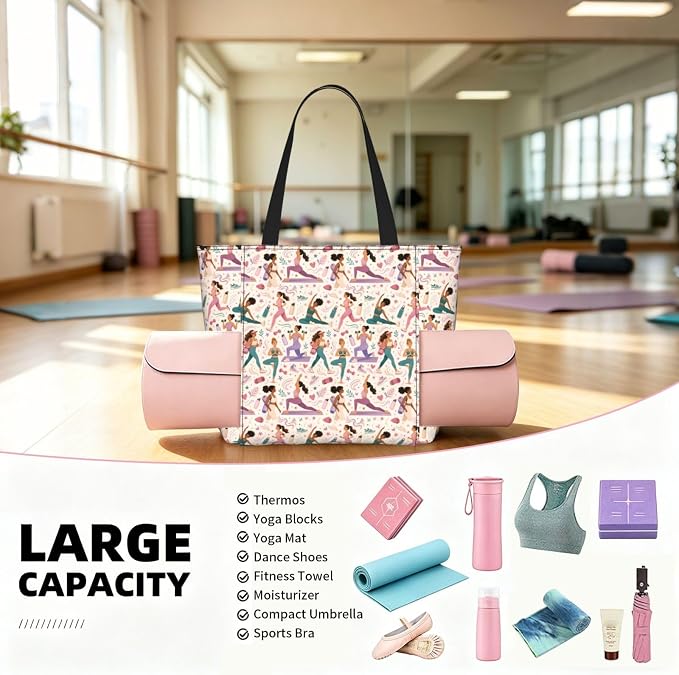 Christian Cross Jesus God Yoga Mat Bag for Women with Mats Bags Carrier Carryall Canvas Tote with Zipper Pocket, Polyester Gym Bag for Yoga Pilates Beach Travel Fitness Workout Gifts for Yoga Lovers