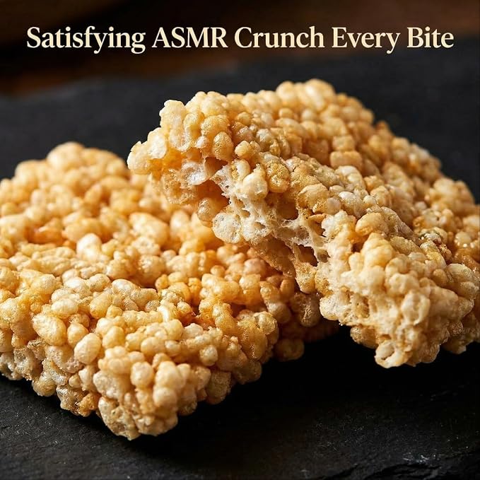 Korean Crunchy Baked Seaweed Rice Crackers (Plain Pop Rice 10.2oz) | Crunchy baked korean crackers & pop rice; alternative to japanese rice crackers; traditional crispy nurungji snack packs