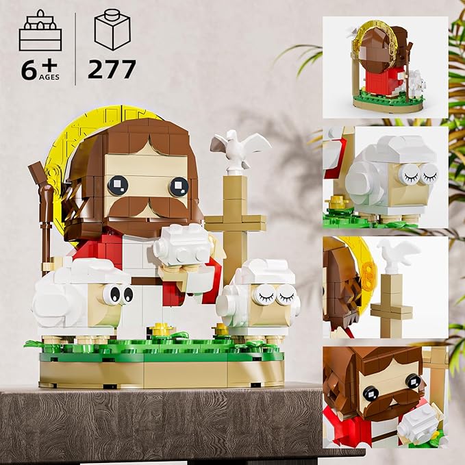 Jesus Christ Building Blocks Set, Divine Shepherd Jesus Building Toy, Educational Christian Toy for Kids Age 6+