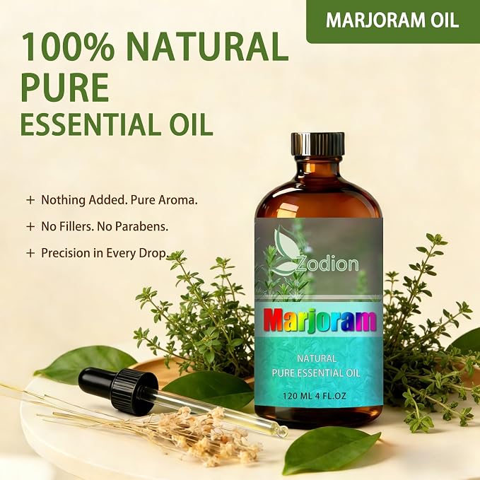Marjoram Essential Oil, Marjoram Oil for Diffuser, 4 Fl Oz(120ml) | Candle Making, Soap Making, aroma, Strong Scent, Pure, Natural, Home Fragrance, Massage