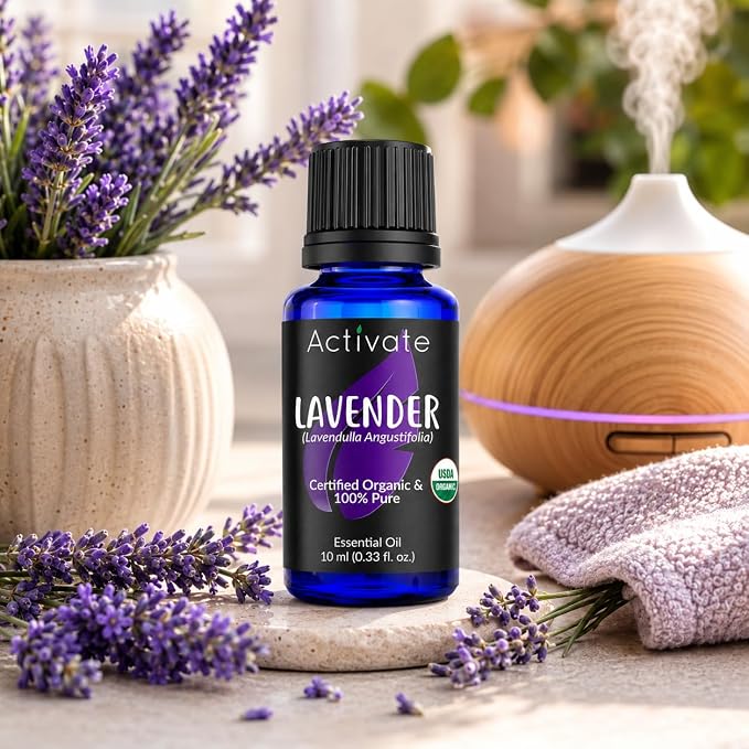 Lavender Essential Oil, USDA Certified Organic, 100% Pure Steam Distilled Lavender Oil (Lavandula angustifolia), Premium Aromatherapy Oil for Diffusers, Massage, DIY Blends & Home Fragrance, 10 mL