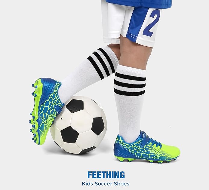 Kids Soccer Cleats for Boys Girls Soccer Shoes Firm Ground Youth Lightweight Athletic Training Football Cleats for Little/Big Kid