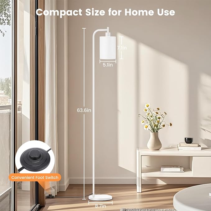 SIBRILLE Floor Lamp with Linen Shade, Dimmable Tall Standing Lamp with Remote Control & 3 Color Temperatures, Modern Floor Lamps for Living Room Bedroom Office Corner, 9W LED Bulb Included