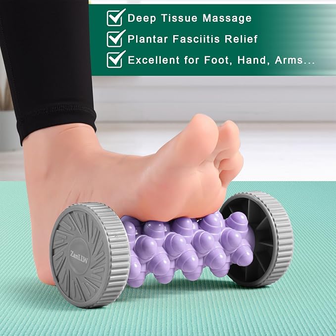ZanLLW Foot Roller for Plantar Fasciitis Relief, Manual Deep Tissue Foot Massager for Circulation and Pain Relief, Reflexology Trigger Point Therapy Feet Massage Roller Tool for Arch or Heel Recovery