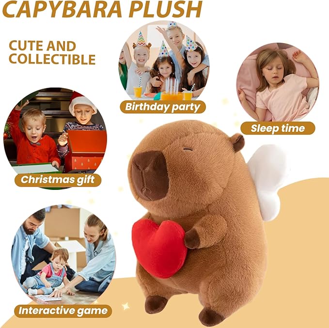Capybara Plush-11.8Inch Loving Soft Capybara Stuffed Animal Toys with Holding Heart- Adorable Soft Capibara Pillow Toy Plushies - Perfect Capybara Sweet Birthday Gifts for Girls and Boys
