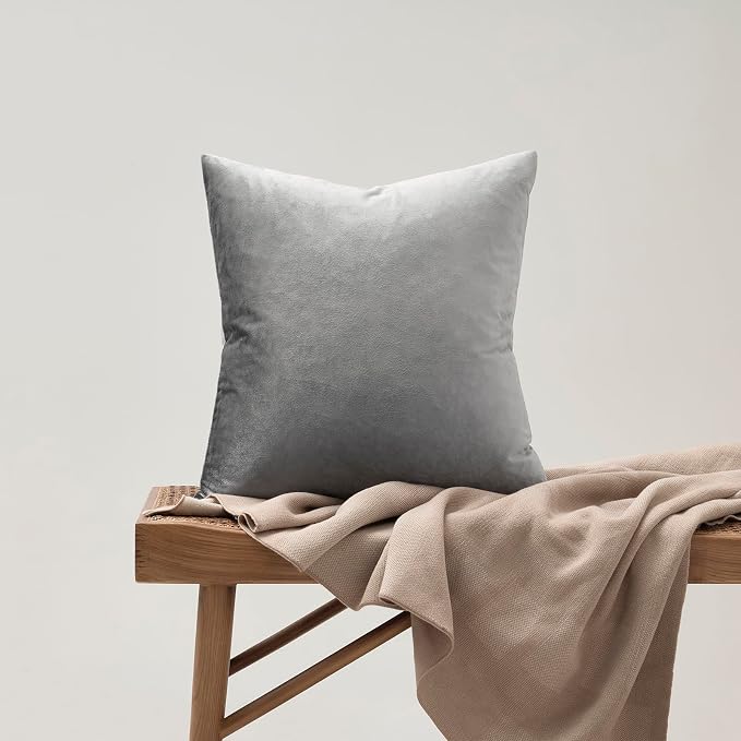 GIGIZAZA Dark Grey Velvet Throw Pillow Covers 16x16 Pack of 2 | Decorative Pillows for Couch Sofa,280gsm Soft Textured Fabric,Modern Square Pillowcases,Luxury Cushion Covers