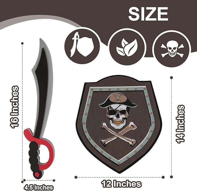 RICHNESS Kids Toy Swords and Shields Foam Play Sword and Shield for Kids Dress Up and Costumes Pack of 2 Players