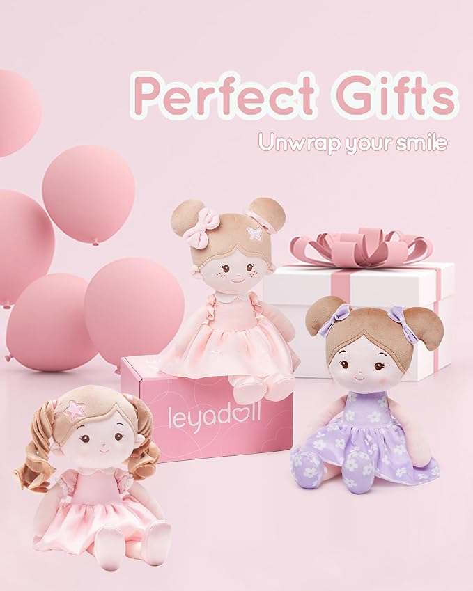 LeyaDoll Soft Baby Doll Toys (12''), My First Baby Rag Doll for 1 Year-Old Girl Birthday Gift, Christmas Plush Toys Gift for Toddler Kids Infants -Princess Starlet