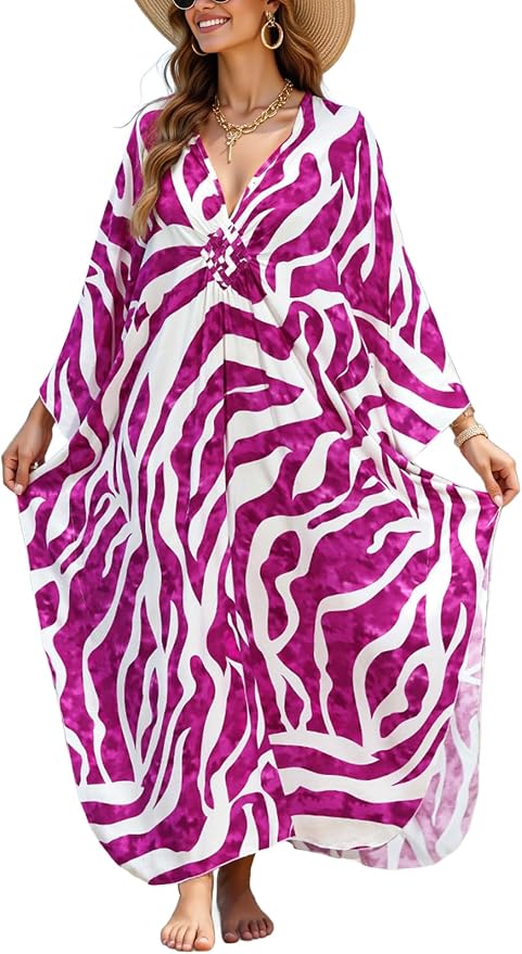 Mumu Dresses for Women Plus Size, Bohemian Kaftan Beach Cover Up Long Maxi Nightgown Soft Loungewear