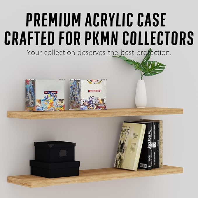 PKMN Booster Box Acrylic Case Magnetic - Ultra Thick 8mm + 5mm Acrylic Booster Box Protector Case Clear Display Stackable Hard Compatible with PKMN Booster Boxes with Strong Magnets Easy Top Loading