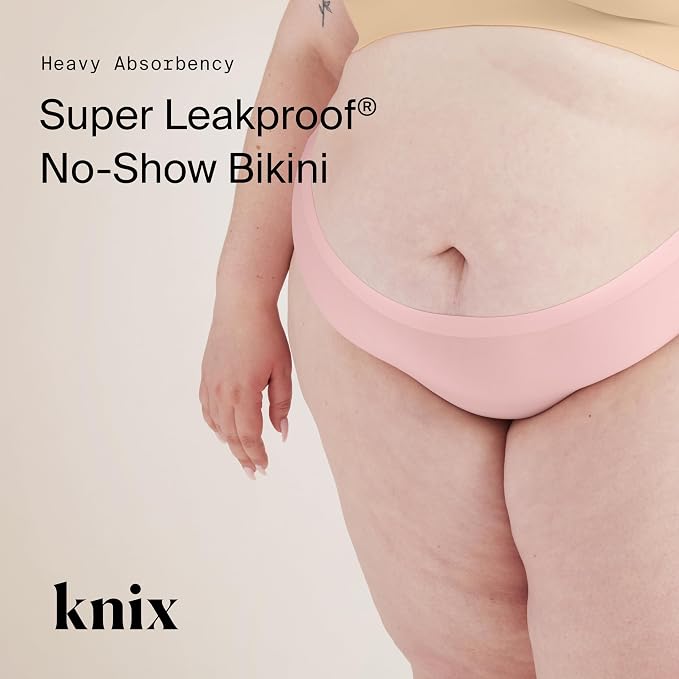 KNIX Super Leakproof No-Show Bikini Period Underwear – Heavy Flow, Reusable Absorbent Menstrual & Incontinence Panties