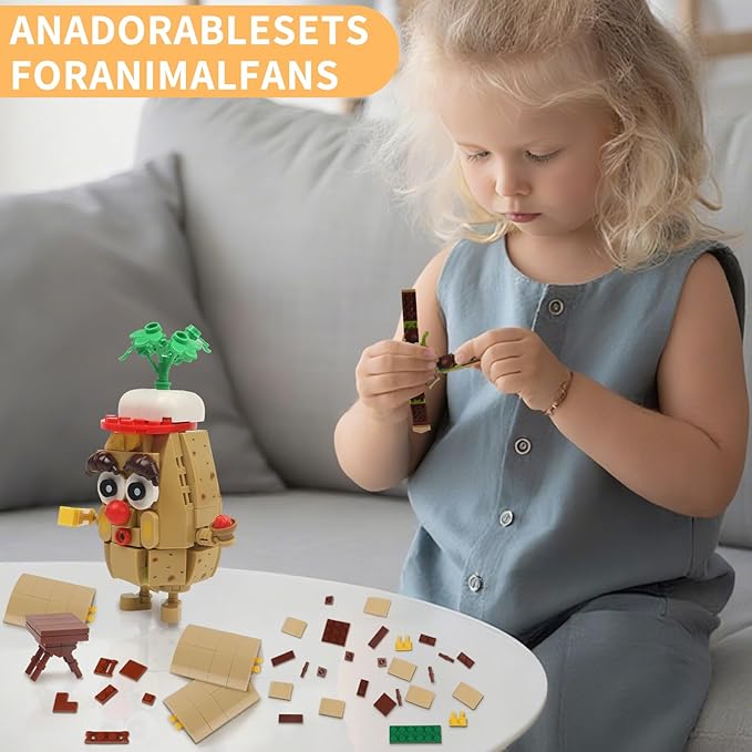 Potato Model Building Set - Creative Potted Plant Building Blocks Toy for Kids & Adults, Compatible with Lego, DIY Home & Office Decor, Ideal Gift for Birthday, Christmas (JJ9208)