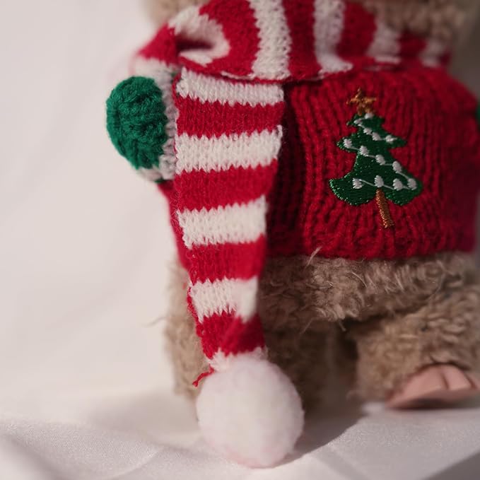 17cm Dolls Christmas Outfit - 3-Piece Clothing Set for Labubu Clothes ,Including a Knitted top, hat and Scarf Accessories, Christmas Clothes for Labubu Dolls Accessories- (No Doll)