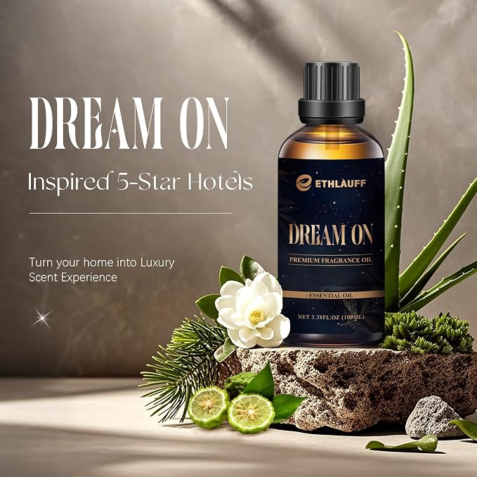 Hotel Diffuser Oil - Dream On Scent - Luxury Aromatherapy Scent Diffuser Oil - Hints of Bright White Tea, Sweet Bluebell & Earthy Cedar - Hotel Fragrance Oil for Home, 100mL