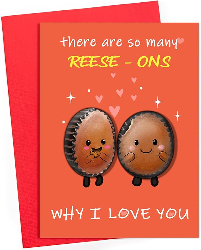 Handmade Pebble Art Reese’s Card – Gift for Reese’s Lovers, Men & Women – Reeses Gift Idea, Accessories & Decor – Reese's Gifts for Boyfriend, Girlfriend, Couples (Reese-On)