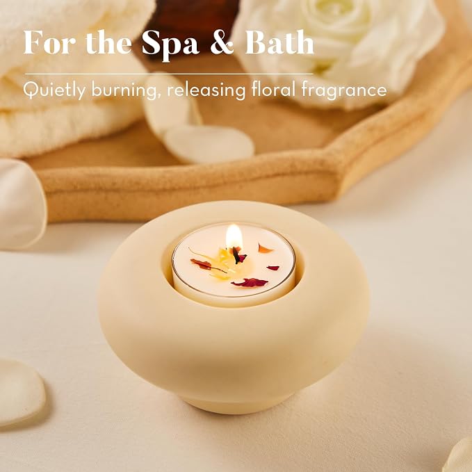 Ashlux 4-Hour Acrylic Rose Soy Wax Scented Tea Lights, 16 Pack Bulk | 4-Hour Long Burning, Non-Paraffin, Smokeless, Tealight Candles for Weddings, Table Centerpieces, Home Decor & Christmas