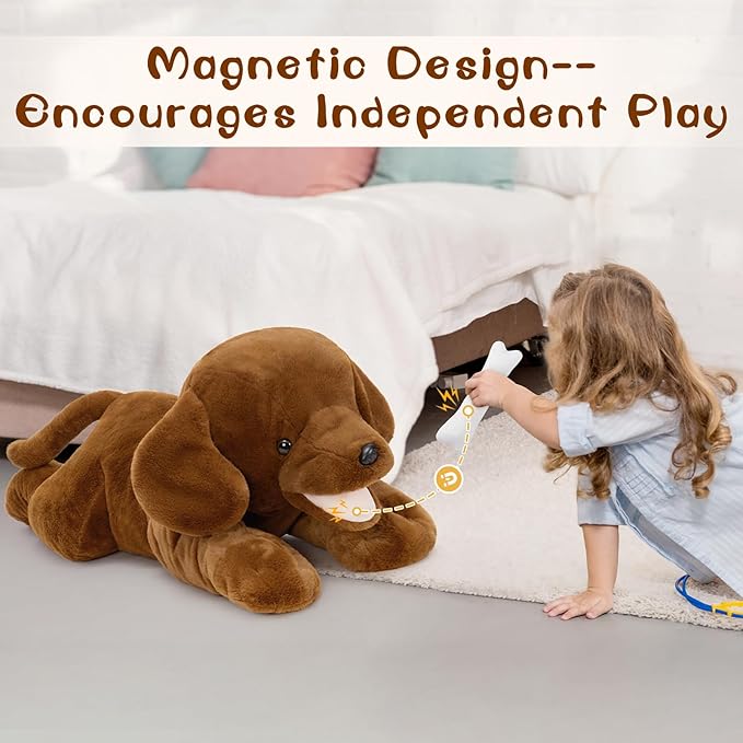 MorisMos Giant Lab Dog Stuffed Animal, 32in Large Chocolate Labrador Puppy Plush Pillow, Fluffy Big Stuffed Dog Plush Gifts for Kids, Girls, Boys