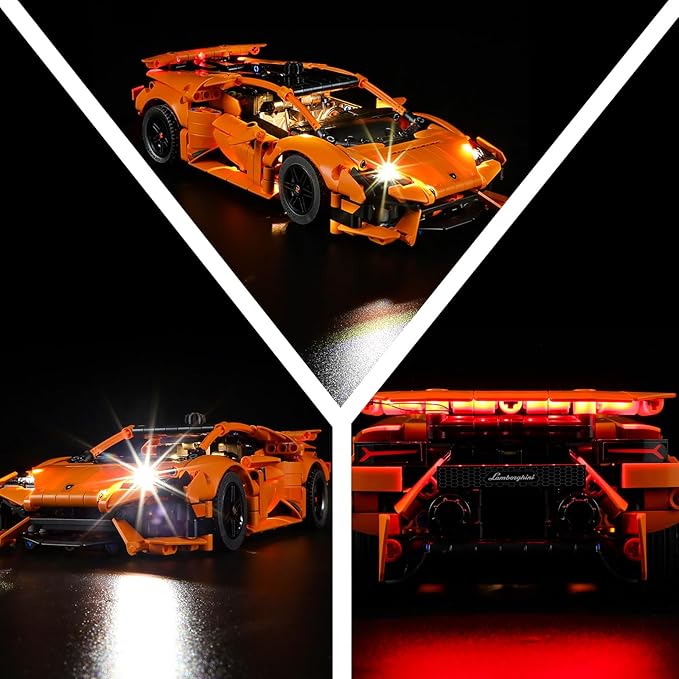 LED Light Kit for Lego 42196 Lamborghini Huracán Tecnica Orange Set,Compatible with Lego 42196 Building Blocks Model(Not Include Blocks Set)