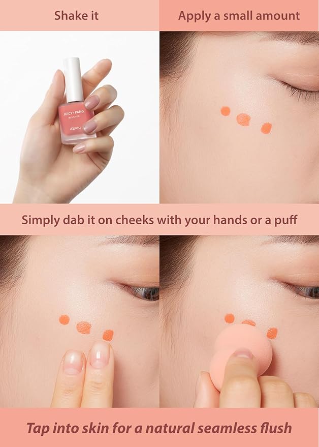 A'PIEU Juicy-Pang Water Blusher [CR02] – Fruity Liquid Blush for Cheeks, Buildable & Blendable Color, Hydrating Dewy Finish with Fruit Extract Blend & Rose Flower Water, 0.31 fl oz