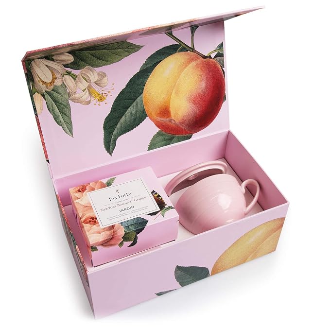 Tea Forte Gift Set with Cafe Cup, Tea Tray, Mini Presentation Box with 10 Handcrafted Pyramid Infuser Tea Bags, Jardin Tea