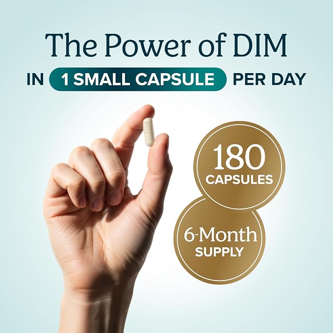 DIM Supplement 400MG Extra Strength | 6 Month Supply | Hormone Balance for Men and Women | Menopause, Acne, Hot Flashes Relief, Prostate & Antioxidant Support | Soy-Free, Gluten-Free | 180 Ct.