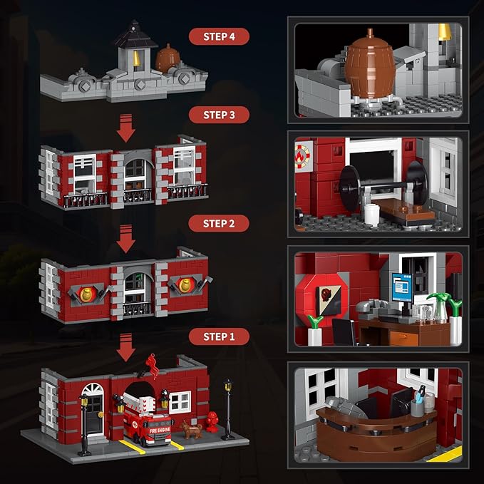City Fire Rescue Building Set,Compatible with Lego Fire Truck Building Blocks,Birthday Gifts for Children and Adult (1823 PCS)