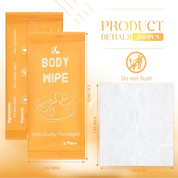 Timgle 200 Pcs Acidified Travel Deodorant Wipes for Women & Men Variety Pack Mini Hypoallergenic Face and Body Wipes Disposable Individually Wrapped Cleansing for Travel Gym