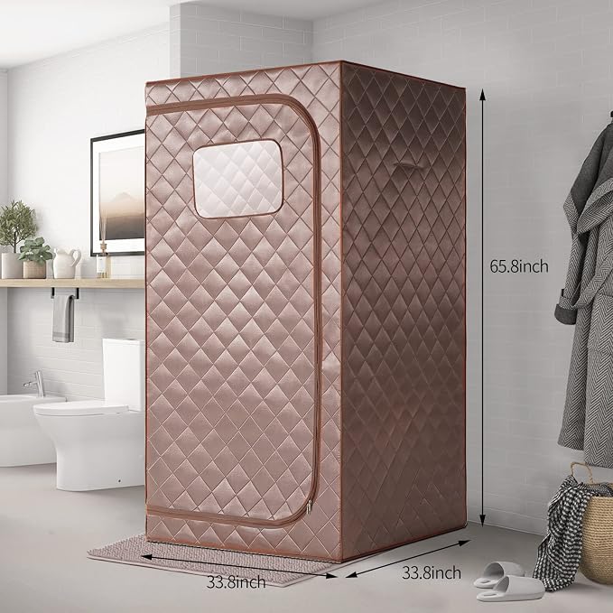 Portable Full Size Infrared Sauna, Personal Sauna for Home Spa, Home Spa Tent with Remote Control, Heating Foot Pad, Foldable Reinforced Chair, Detox Therapy (L 33.8" x W 33.8" x H 66.5")