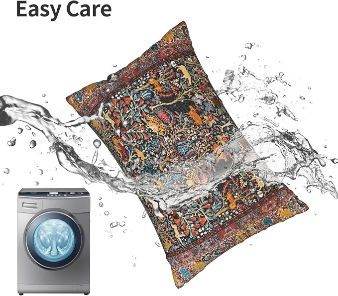 Antique Persian Carpet Print Pillow Covers Decorative Lumbar Throw Pillowcase 12x20 Inch Couch Cushion Cover for Home Decor Living Room Bedroom College Dorm Bed Car Sofa