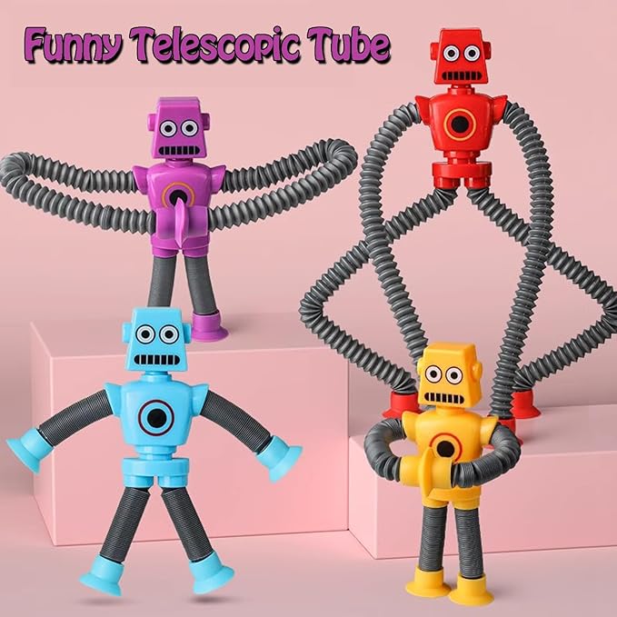 20 Pack Telescopic Suction Cup Robot Toy, Stretchy Giraffe SuctionAnimal Autism Sensory Toy for Toddlers, Travel Essential, Educational Classroom Treasure Box, Stretchy Robots Party Favors