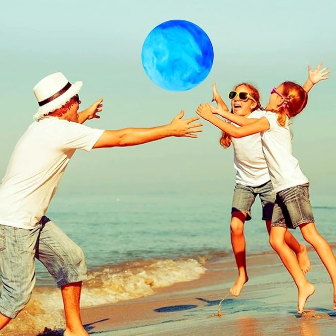 2 Pcs Marbleized Bouncy Balls for Kids Large-Sized Ball Inflatable Rubber Playground Sensory Balls for Beach Pets Indoor Outdoor Kickball Water Balls
