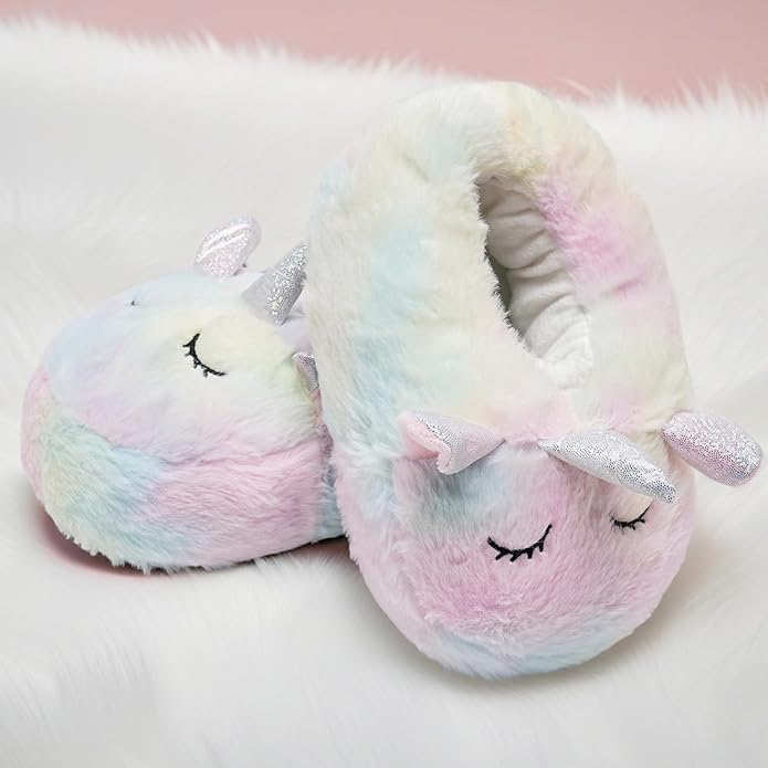 IceUnicorn Toddler Slippers Kids Cute Funny Animal House Shoes Girls Boys Christmas Fluffy Bedroom Indoor Slipper, Cat, Bunny, Unicorn, Axolotl, Fox