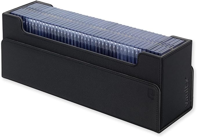 Vault X Card Storage Box, Exo-Tec Material, Detachable Magnetic Lid, with Dividers & Foam Fillers, for Trading Cards (Black)