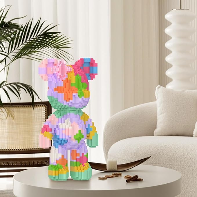 Bear Building Blocks with Organizer Bins (3000PCS), Fluorescent Bricks & Stroage Drawer, Gift for Adults & Kids, Ideal for Home & Office Decor, QR Code User Manual, 8880