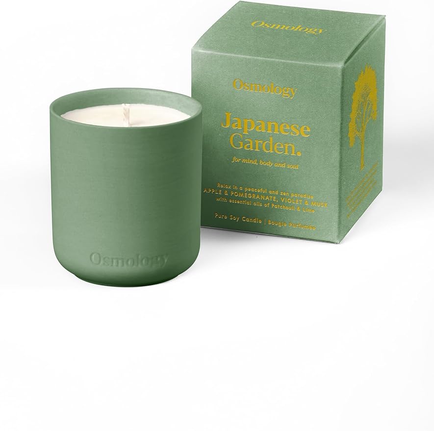 Japanese Garden Aromatherapy Candle – Apple, Pomegranate & Musk Scented Candle, Plant-Based Wax, Mini 4.5 oz, 15 Hour Burn Time, Fresh & Fruity Candle