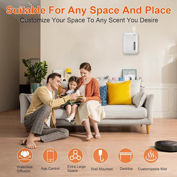 Waterless Essential Oil Diffuser for Large Rooms, 250mL Capacity Covers Up to 2300 Sq Ft, Programmable Timer, Quiet Aromatherapy Diffuser for Home, Office & Commercial Use