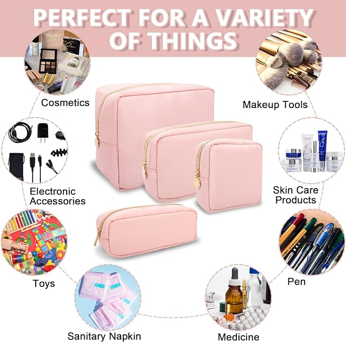 UIXIZQ Mini Makeup Pouch for Purse, Small Cosmetic Bag Pouch Nylon Travel Toiletry Organizers Bag for Women Girls, Cute Zipper Coin Purse Preppy Storage Purse for School Work(Mini-Flamingo)