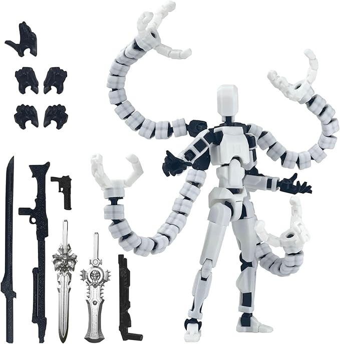 Assembly Completed 7.2in T13 Action Figure 3D Printed Multi-Jointed Movable T 13 Nova 13 Robot 13 Action Figure Desktop Decorations for Game Lovers (Gray2)