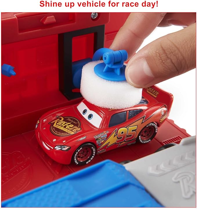 Mattel Disney and Pixar Cars Transforming Mack Playset, 2-in-1 Toy Truck & Tune-Up Station with Launcher, Lift & More, Movie-Inspired Graphics, Gift for Kids Ages 4 Years Old & Up