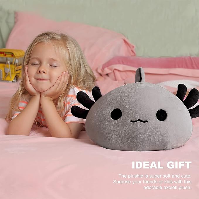 Onsoyours Cute Axolotl Plush, 19" Soft Large Stuffed Animal Salamander Big Plush Pillow, Kawaii Plushie Toy for Kids (Gray Axolotl, 19")