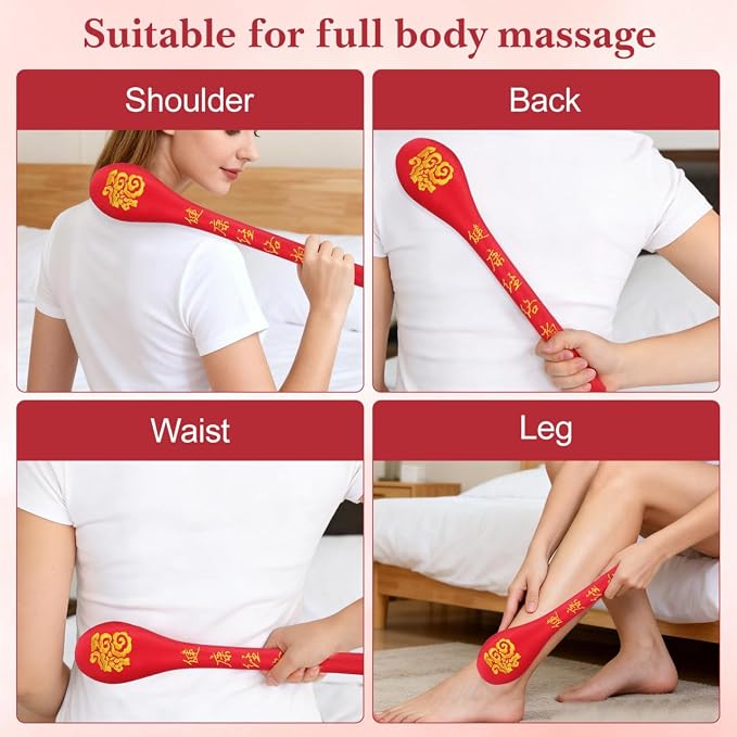 Handheld Massage Hammer Pat Stick for Body Pain Relief and Blood Circulation Portable Sha Board for Acupoint Therapy and Fatigue Recovery 18.89 Inch