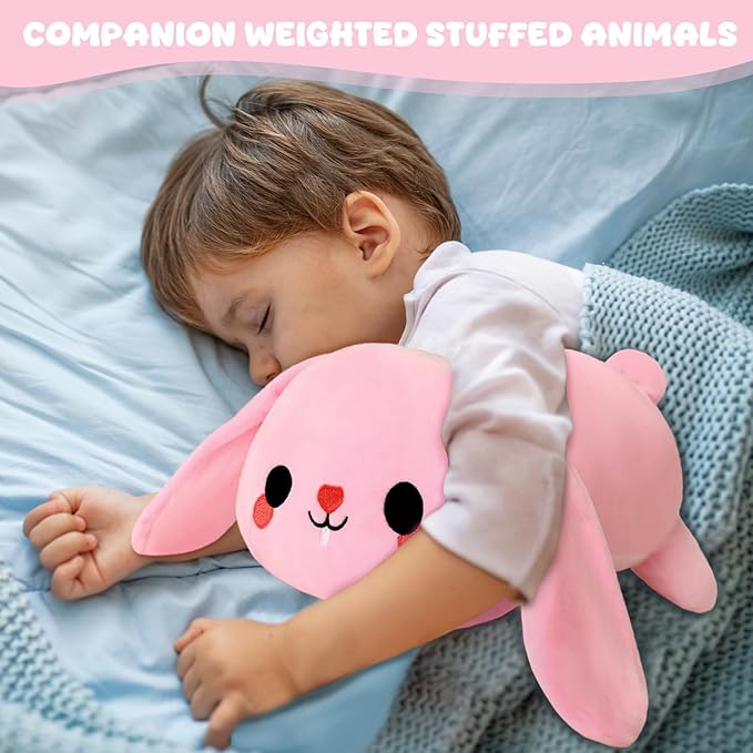 Weighted Stuffed Animals, 1.6 lbs Bunny Stuffed Animal with Weighted Beads, Cute Plush Toy Pillow Gifts for Adults Kids Boys Girls