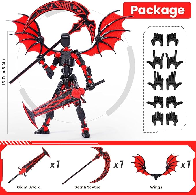 T13 Action Figure -Assembly Completed Dummy 13 for Grandson 6 7 8 9 10 11 12 Years Old, 3D Printed Action Figure with Weapons, Titan 13 Action Figures Articulated, Titan 13 for Boy Kid Gift